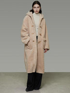 unspoken Warm Hooded Loose Mid Length Pocketed Commuter Women Light Camel Long Coats