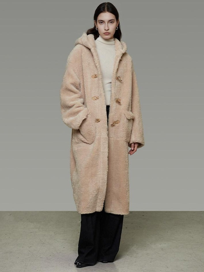 unspoken Warm Hooded Loose Mid Length Pocketed Commuter Women Light Camel Long Coats
