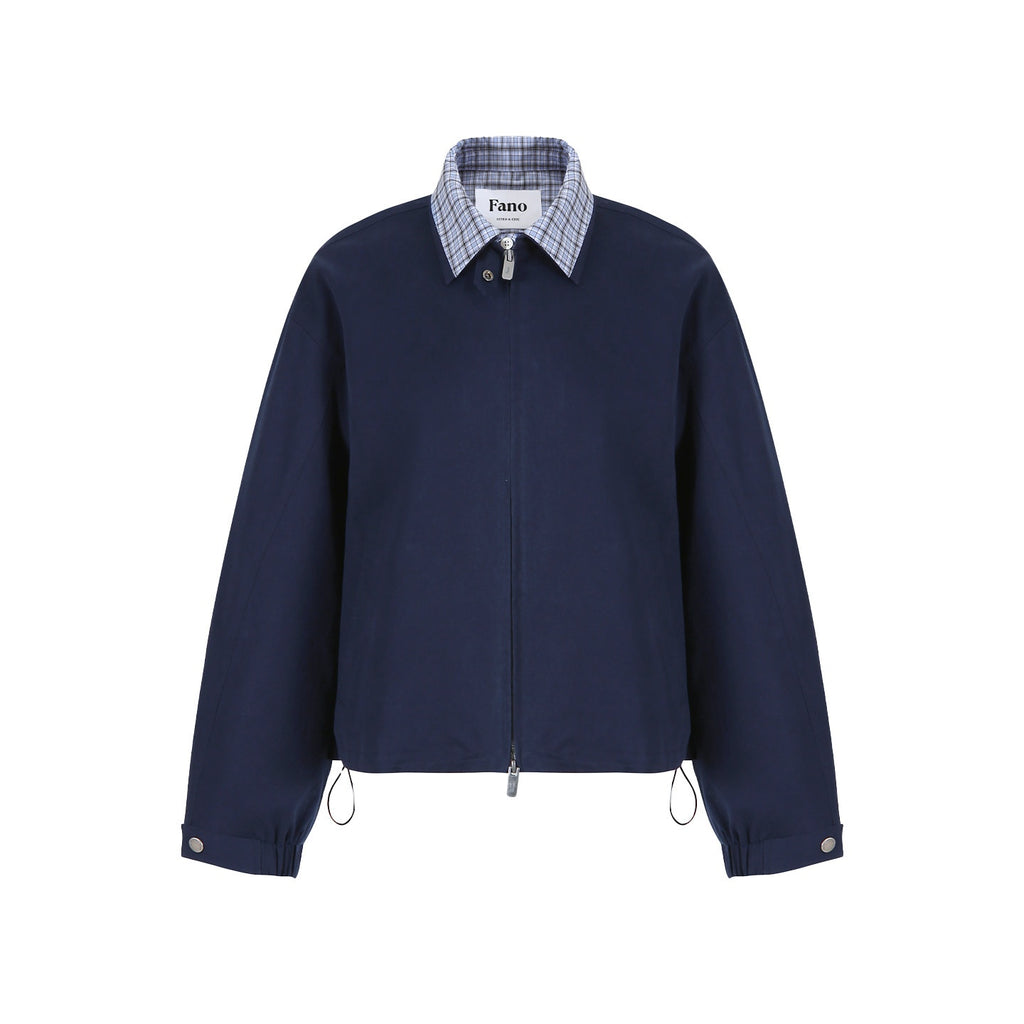fano_Warm_Pure_Cotton_Relaxed_Faux_Two_Layer_Women_Daily_Navy_Striped_Cropped_Jackets_MISSTT