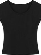 fano Soft Stretch Polyester Round Neck Minimalist Women Black Basic Crop Tops