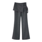 someonesometimes Asymmetrical Tie Natural Waist Micro Flare Women Polyester Blend Flared Pants