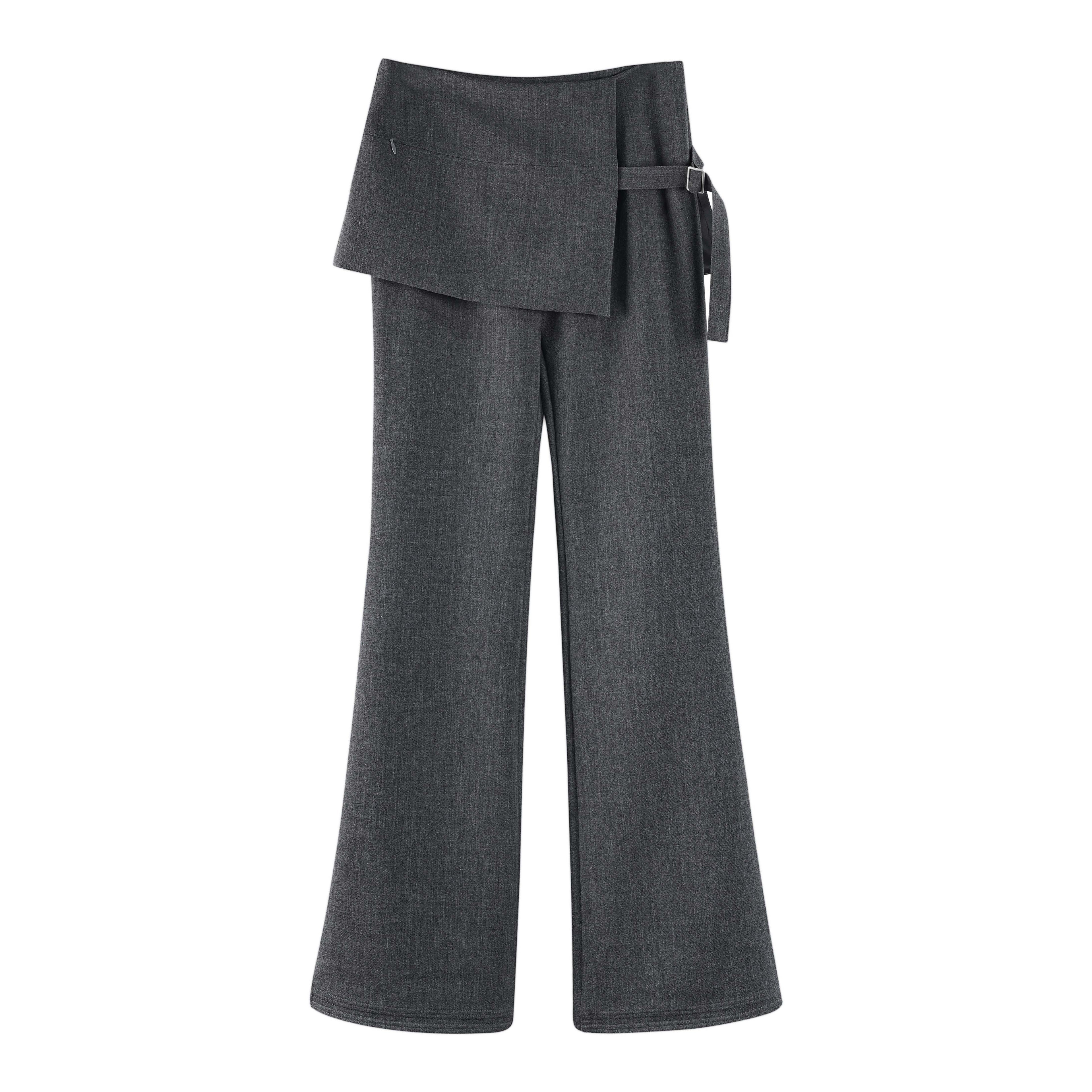 someonesometimes Asymmetrical Tie Natural Waist Micro Flare Women Polyester Blend Flared Pants