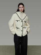 unspoken Lambswool Blend Tailored Loose Minimal Notch Collar Officewear Women Wool Coats