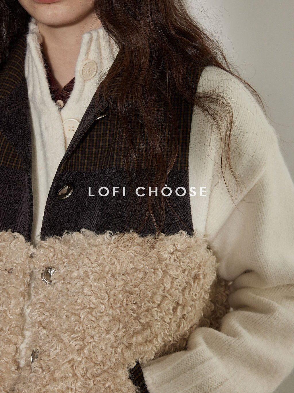 Lofi choose Warm Thick 100 Percent Cotton Colorblock Single Breasted Office Women Vests
