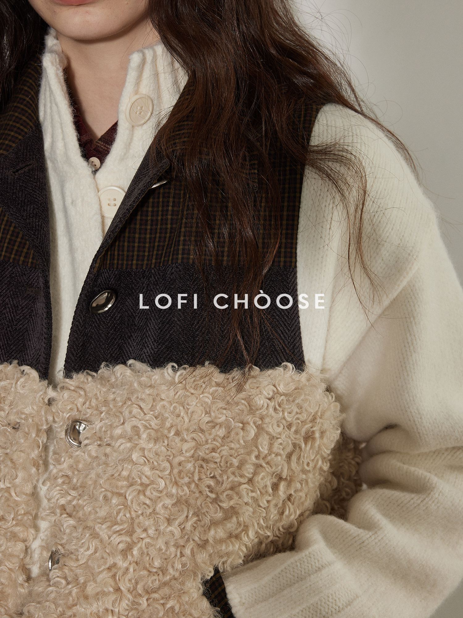 Lofi choose Warm Thick 100 Percent Cotton Colorblock Single Breasted Office Women Vests
