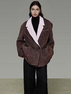 unspoken Soft Wool Blend Loose Commuter Coat 3D Tailoring Lapel Collar Women Wool Coats