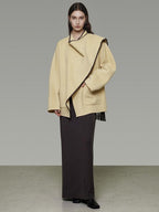 unspoken 100 Percent Wool Lightweight Minimal Commuter Loose Women Pale Yellow Wool Coats