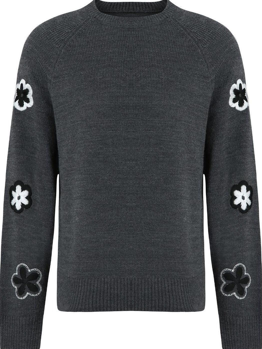 fano Warm Office Loose Crewneck Women Dark Gray Acrylic Knit Sweaters