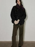 Lofi choose Thick Warm Vintage Loose Floral Womens 90Pc White Duck Down Jackets
