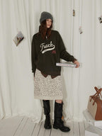 Lofi choose 100 Percent Cotton Loose Fit Henley Neck Workwear Long Sleeve Sweatshirt