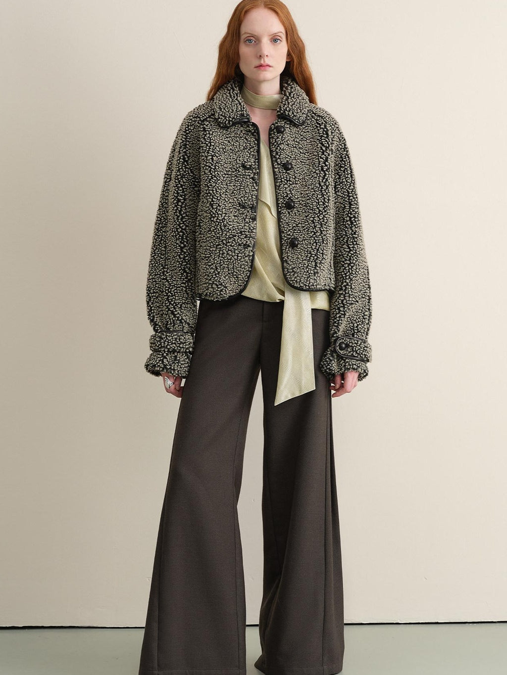 Stretch Knit Olive Gray Micro Flare Casual High Waist Women Flared Pants
