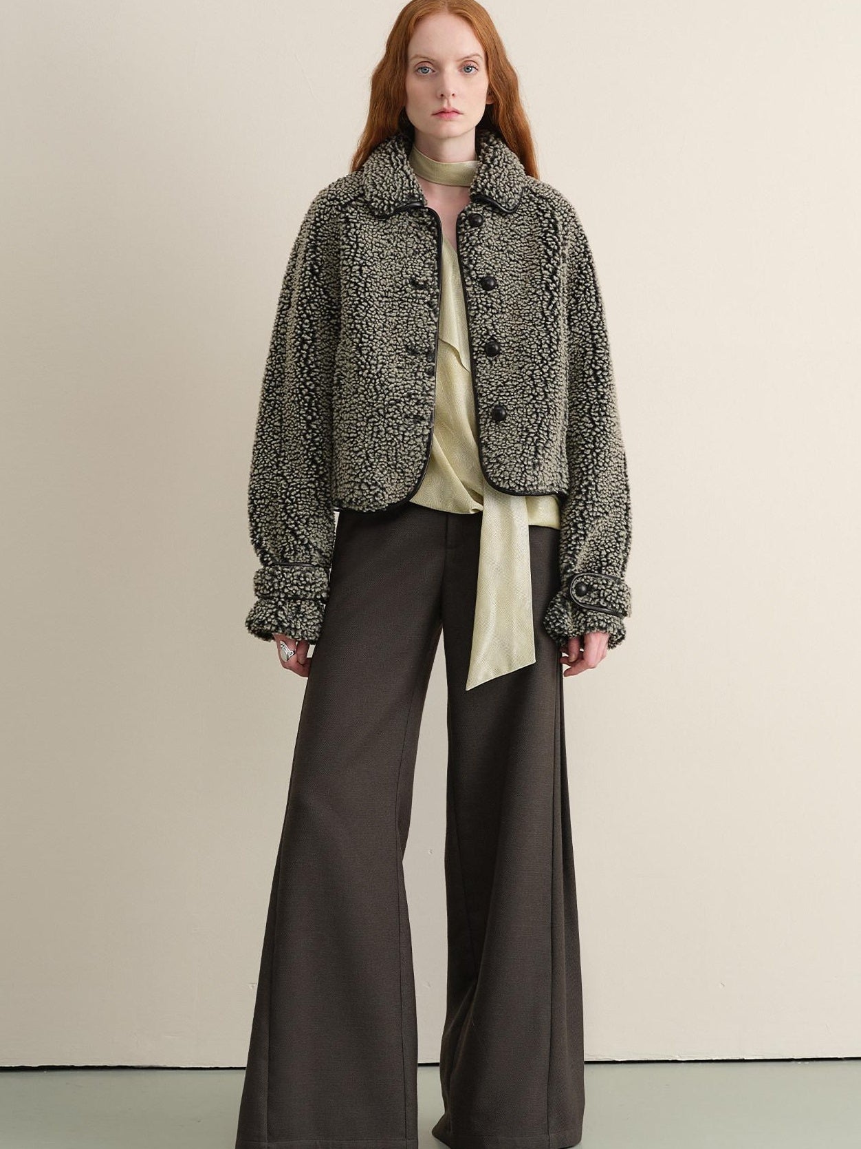 Stretch Knit Olive Gray Micro Flare Casual High Waist Women Flared Pants