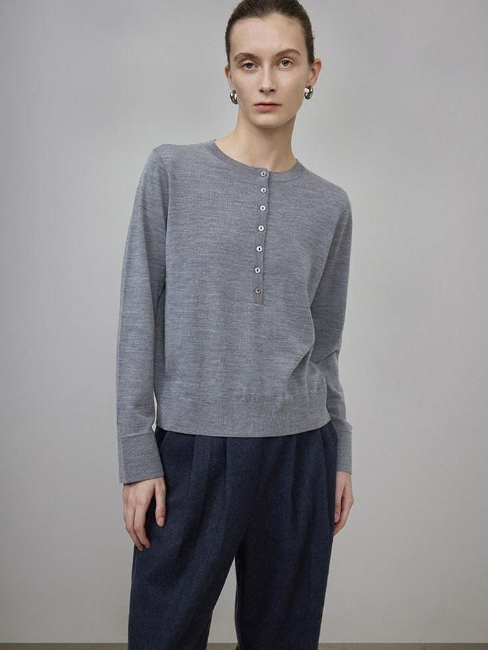 unspoken Pure Wool Minimalist Loose Pullover Crew Neck Women Knit Cardigans