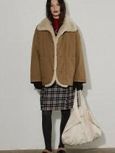 Lofi choose Cozy Wool Knit Office Loose Fit Mock Neck Long Sleeve Red Sweaters