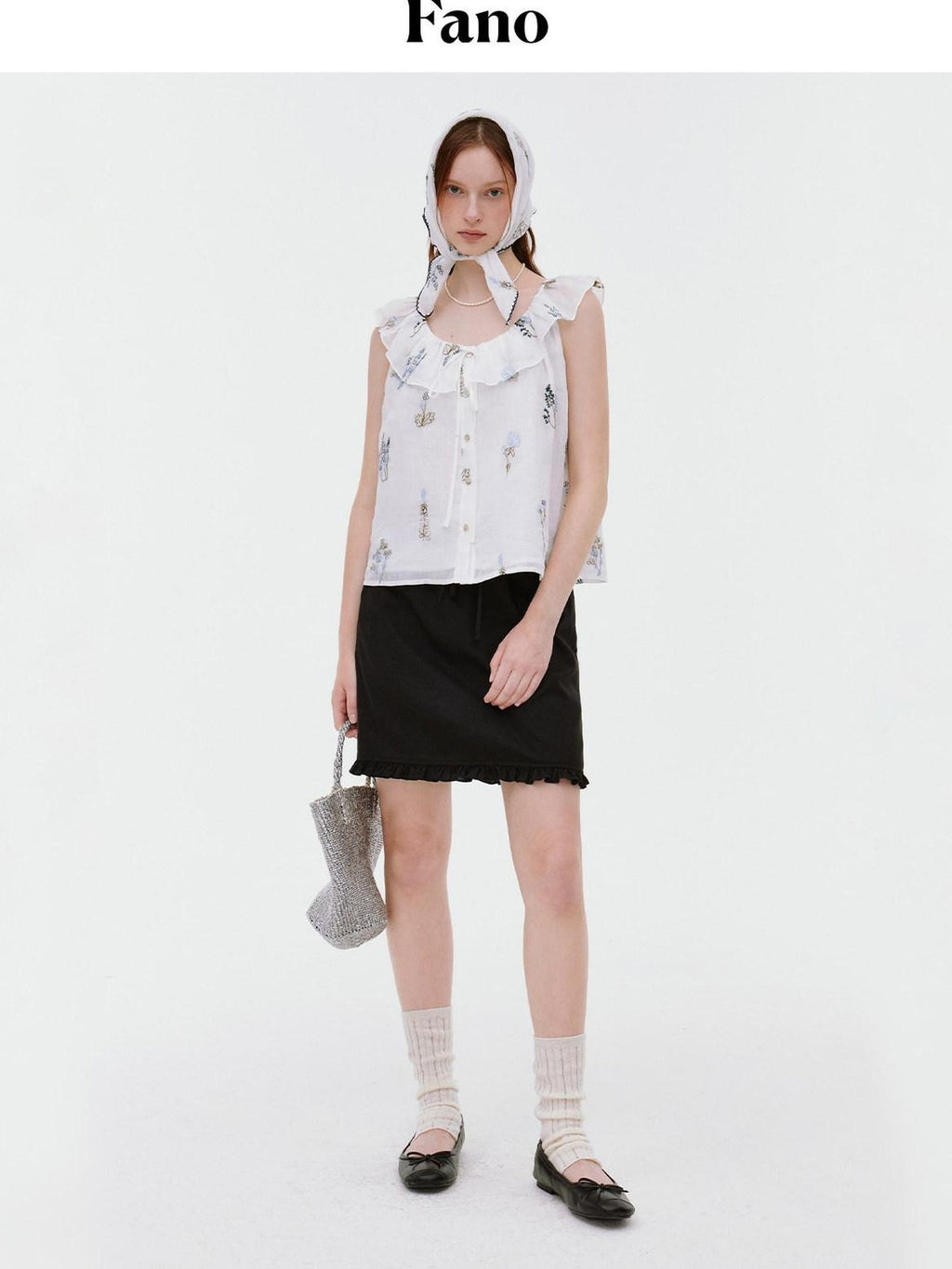 fano Pure Cotton Comfort Relaxed Office Floral Print White Camisoles