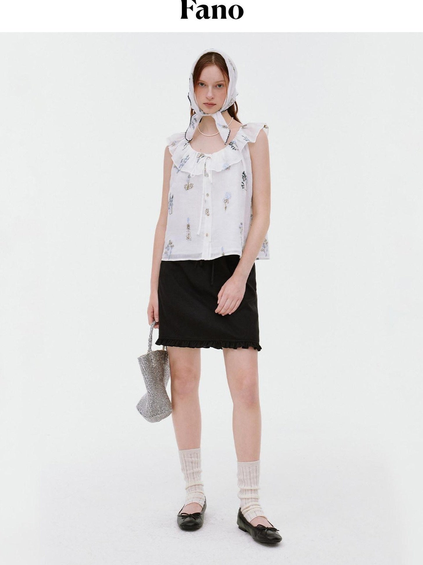 fano Pure Cotton Comfort Relaxed Office Floral Print White Camisoles
