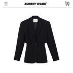 audreyyang_Oversized_Cinched_Waist_Short_Notch_Lapel_One_Button_Black_Polyester_Blazers_MISSTT