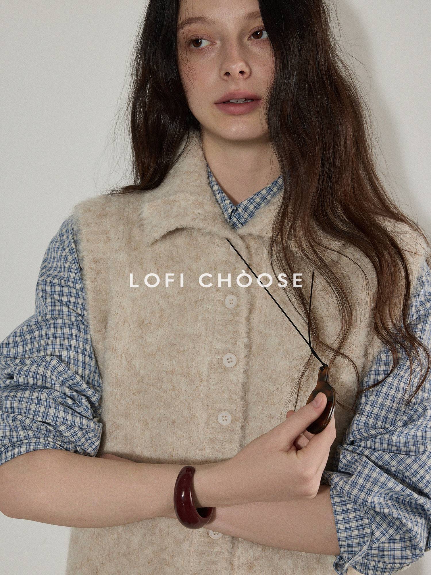 Lofi choose Soft Beige Button Front Lapel Collar Office Knit Women Cardigans