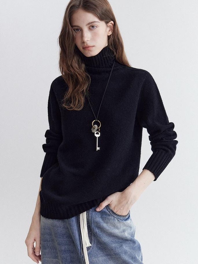fano Cozy 100% Wool Turtleneck Casual Regular Fit Young Women Pullover Sweaters