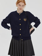fano Wool Blend Straight Cut Commuter Round Neck Short Solid Knit Cardigans