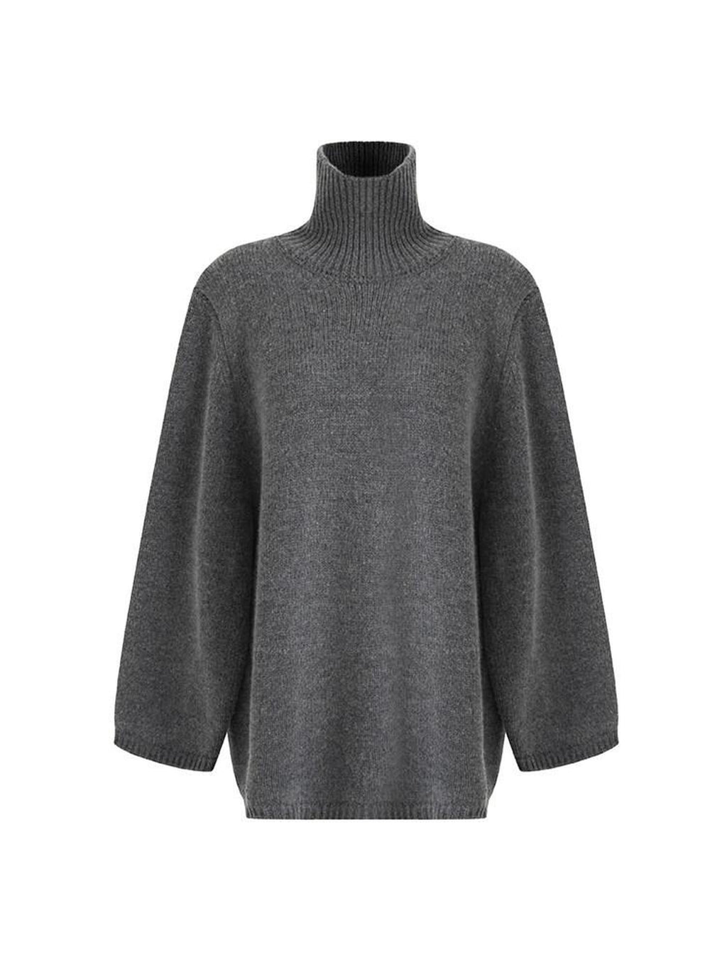 unspoken Warm Wool Blend Loose Fit Turtleneck Knitted Pullover Office Casual Gray Sweaters