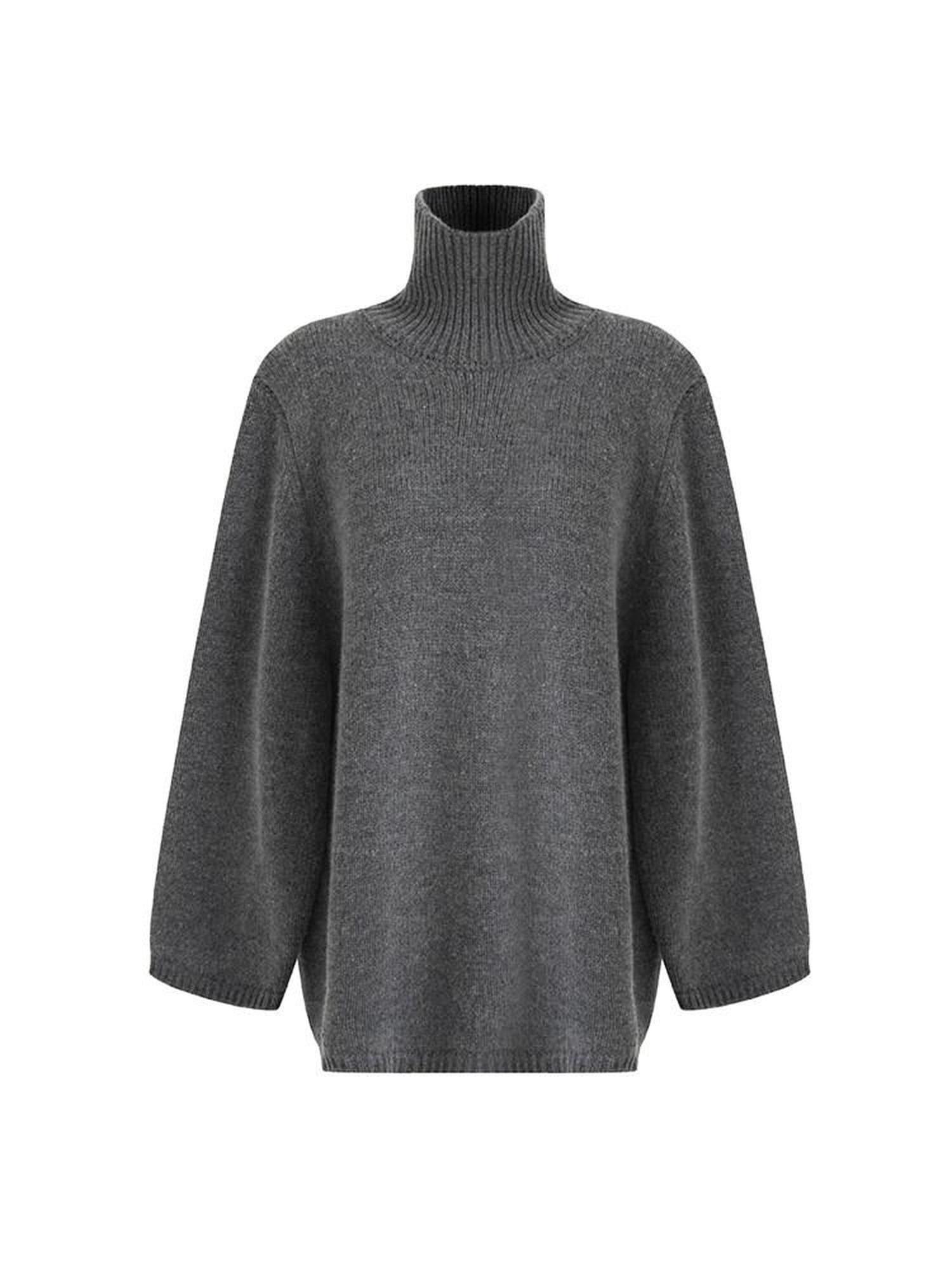 unspoken Warm Wool Blend Loose Fit Turtleneck Knitted Pullover Office Casual Gray Sweaters
