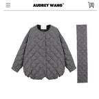 audreyyang_90_Percent_Duck_Down_Warm_Mid_Length_Diamond_Quilt_Wool_Loose_Women_Down_Jackets_MISSTT