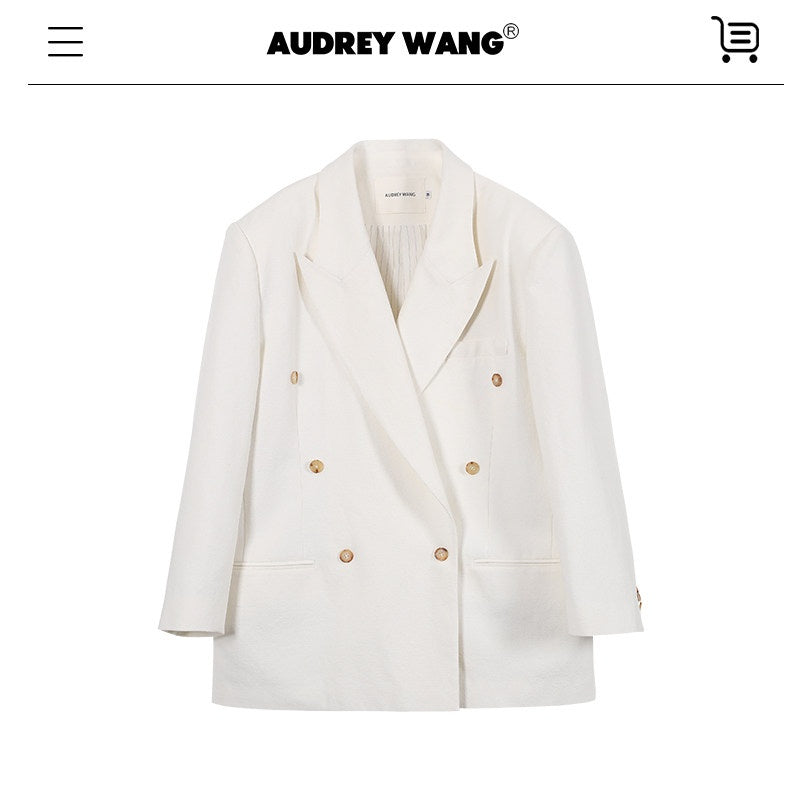 audreyyang_Minimal_Double_Breasted_Notch_Lapel_Midlength_Loose_Fit_Women_White_Blazers_MISSTT