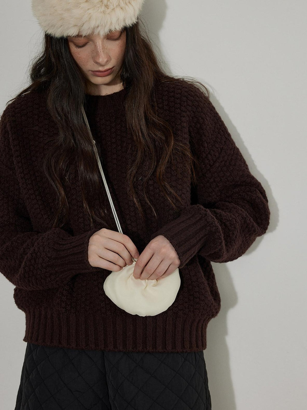 Lofi choose Cozy Thick Loose Fit Commuter Crewneck Knit Pullover Office Sweaters