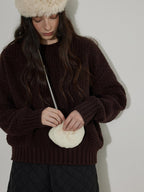 Lofi choose Cozy Thick Loose Fit Commuter Crewneck Knit Pullover Office Sweaters