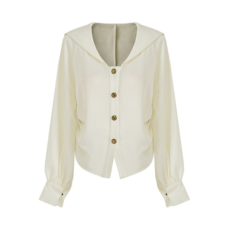 unspoken_Cream_Polyester_Sailor_Collar_Button_Front_Loose_Fit_Office_Minimalist_Blouses_MISSTT