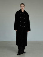 unspoken Thick Double Breasted Commuter Straight Fit Women Black Polyester Long Coats