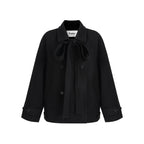 fano_Elegant_Double_Breasted_Bow_Minimal_Straight_Fit_Black_Women_Short_Coat_MISSTT