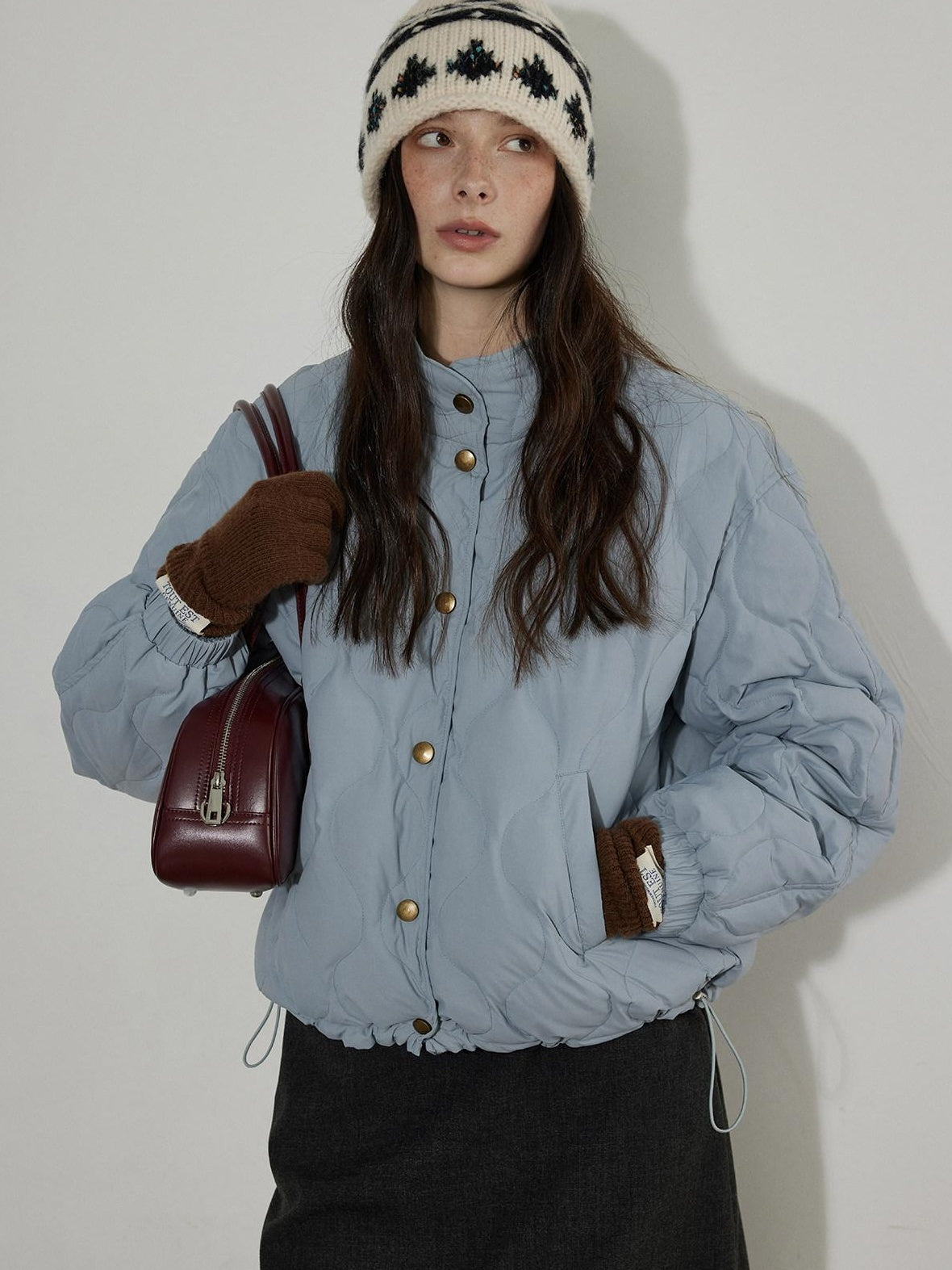 Lofi choose 90 Percent White Duck Down Commuter Loose Stand Collar Haze Blue Down Jackets