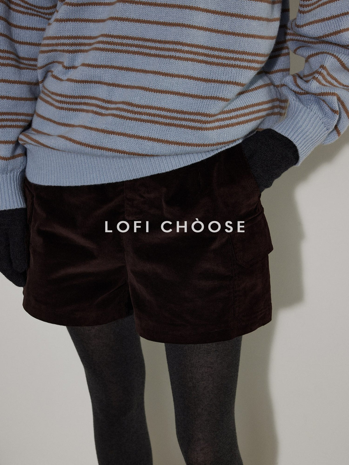 Lofi choose High Waist Vintage Striped Wide Leg Womens Rust Brown Casual Chic Mini Shorts