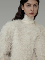 unspoken Warm Thick Minimalist Loose Fit Round Neck Ivory Workwear Cropped Jackets