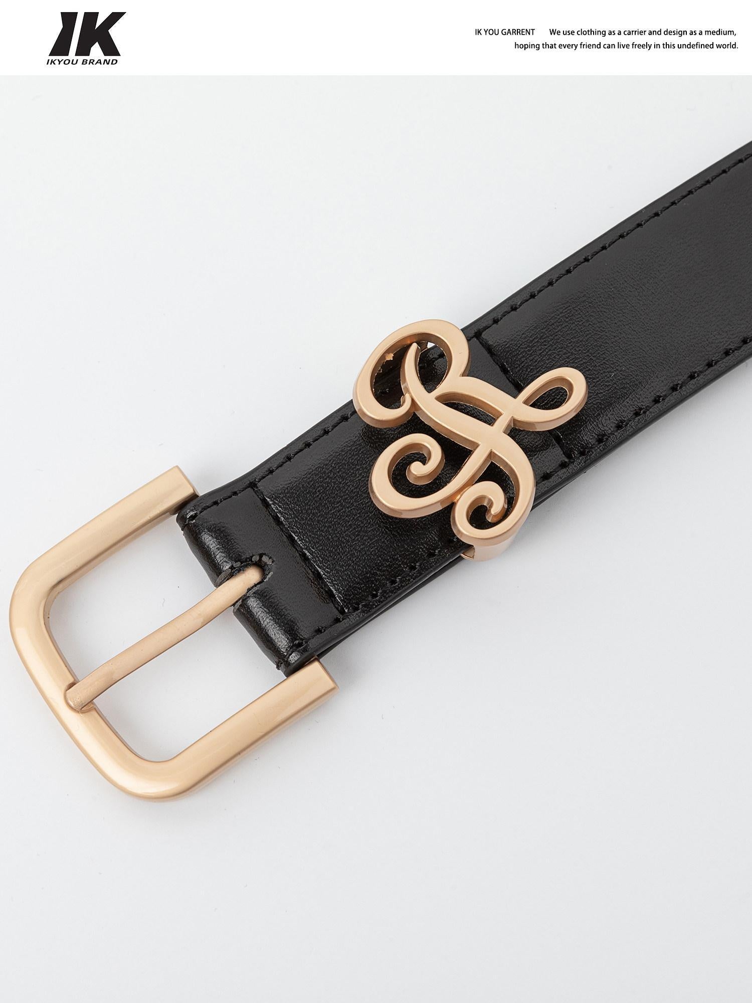 ikyou Smooth Two Layer Cowhide 3Cm Pin Buckle Slim Versatile Women Leather Belts