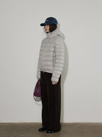 Lofi choose Warm 90% White Duck Down Hooded Commuter Thick Gray Zipper Down Jackets