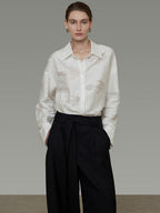 unspoken Breathable Lyocell Loose Fit Button Cardigan Women Work White Long Sleeve Shirts