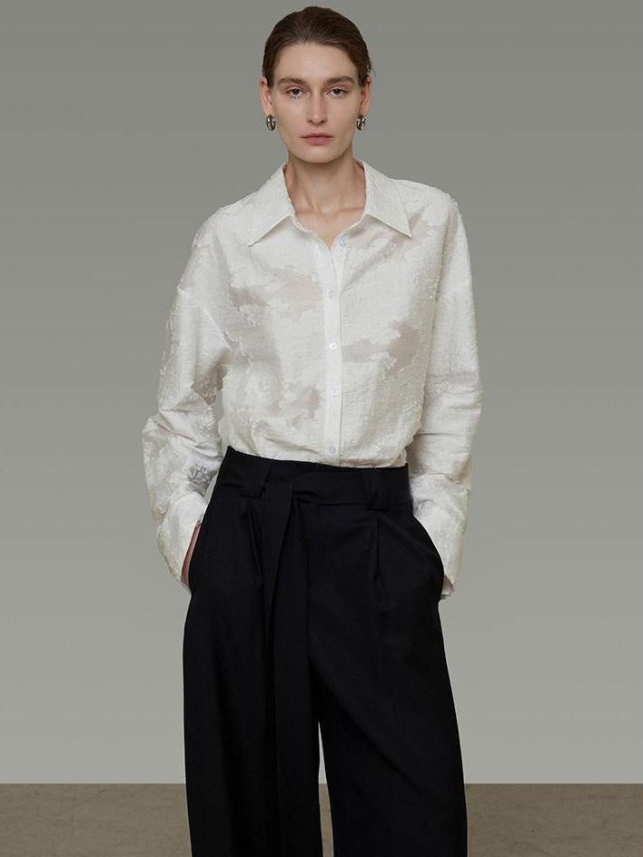 unspoken Breathable Lyocell Loose Fit Button Cardigan Women Work White Long Sleeve Shirts