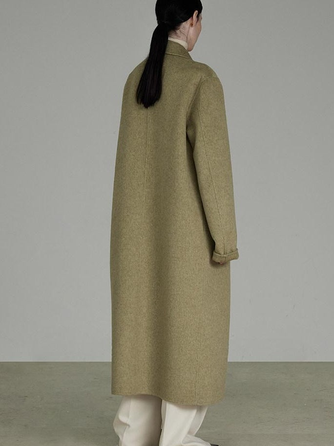 unspoken 70 Wool 30 Polyester Blend Minimalist Straight Double Breasted Blazer Wool Coats