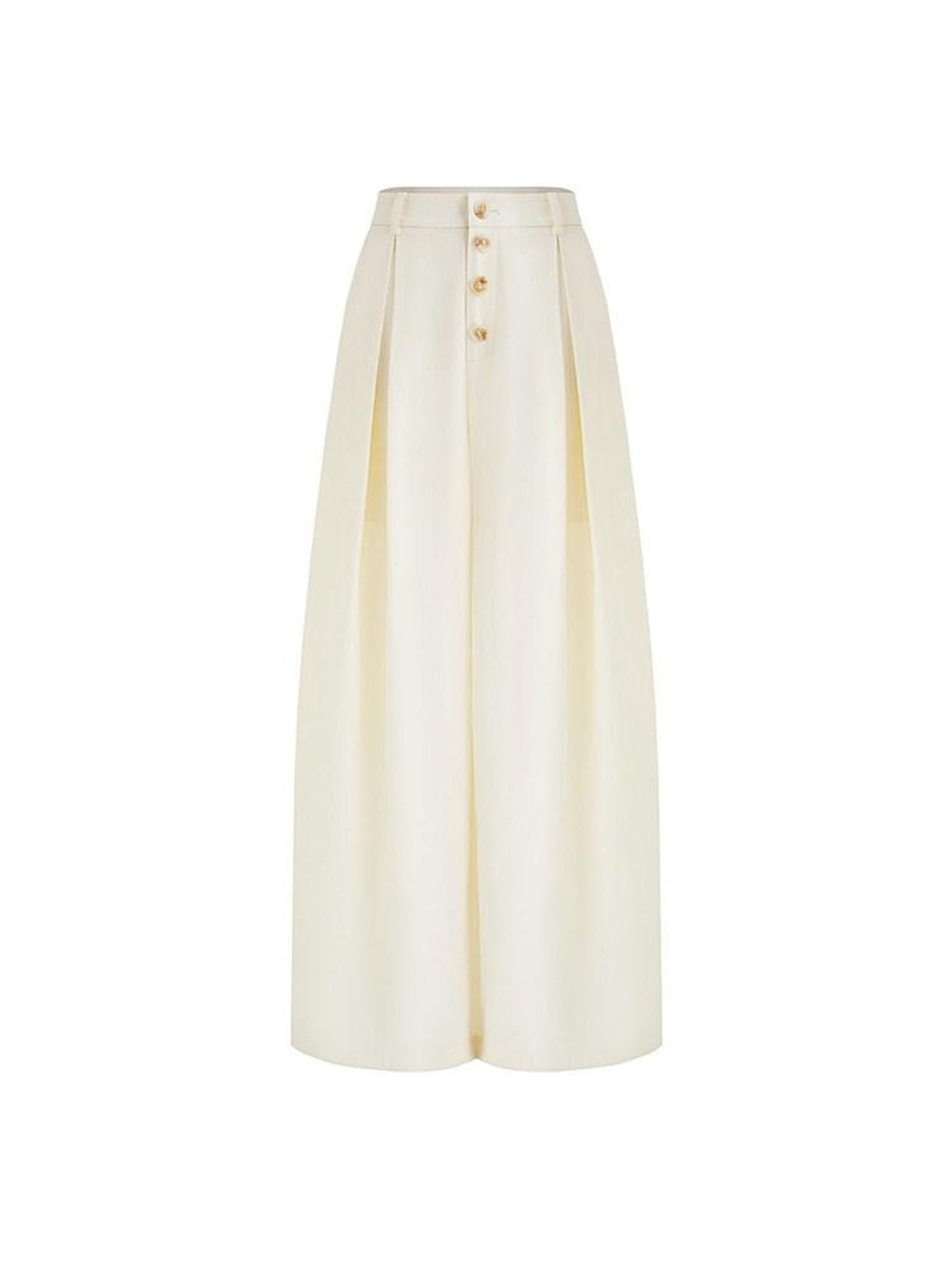 unspoken High Waist Lyocell Blend Pleated Button Minimal Workwear Wide Leg Pants