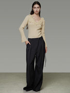 unspoken Soft Breathable V-neck Slim Fit Commuter Knitwear Bell Sleeves Women Sweaters