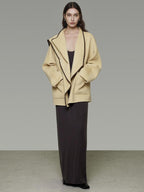 unspoken 100 Percent Wool Lightweight Minimal Commuter Loose Women Pale Yellow Wool Coats