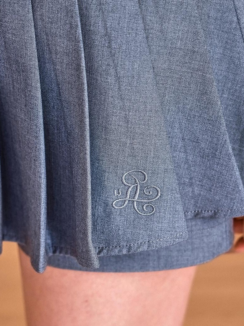 ikyou Shape Retaining Embroidered Pleated A Line Mid Waist Casual Women Mini Skirts