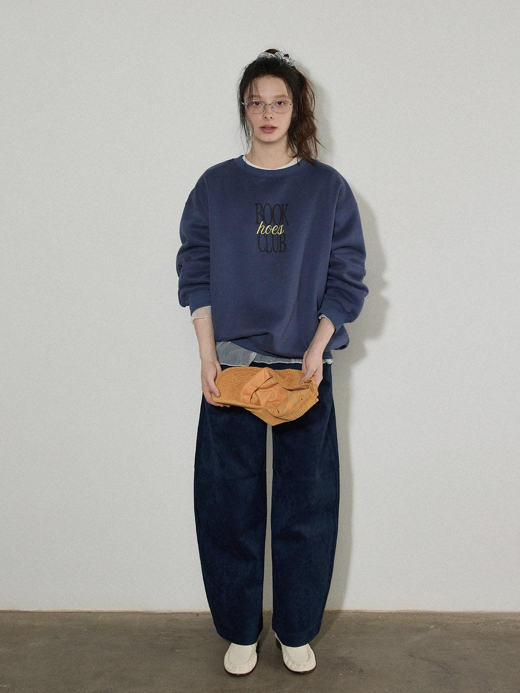 Lofi choose Fleece Lined Oversized Crew Neck Workwear Women Cotton Polyester Blend Sweatshirt