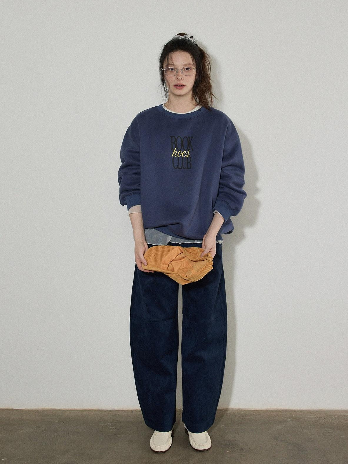 Lofi choose Fleece Lined Oversized Crew Neck Workwear Women Cotton Polyester Blend Sweatshirt