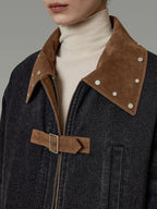 unspoken Durable Cotton Blend Colorblock Loose Fit Commuter Everyday Women Denim Jackets