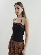 someone sometimes Ruffle Trim Backless Slim Fit Versatile Viscose Nylon Tank Camisoles