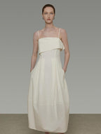 unspoken Soft Cotton High Waist A Line Irregular Hem Minimalist Workwear Maxi Dresses